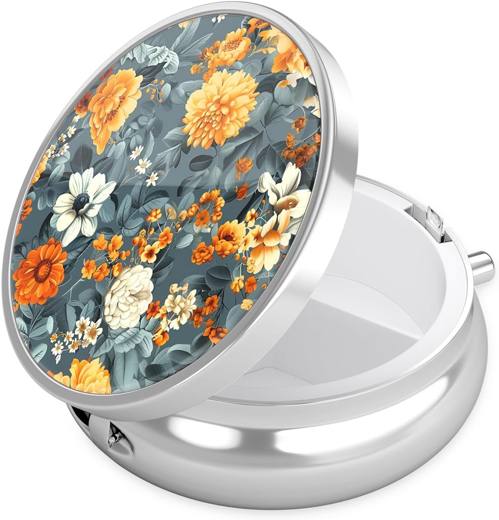 Nipichsha κουτί χάπι, μικρή θήκη χάπι για το πορτοφόλι & τσέπη, χαριτωμένο οργανωτής ταξιδιωτική ιατρική, φορητός κάτοχος εμπορευματοκιβωτίων ιατρικής για να κρατήσει βιταμίνες, φαρμακευτική αγωγή, ιχθυέλαιο & συμπλήρωμα, B05-Όμορφη λουλούδια