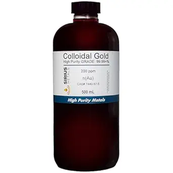 Gerçek Colloidal Altın - 200 ppm -% 99.99+ boy - 500 mL (16.9 Fl Oz) Clear BPA-Free Plastik Şişe - ABD'de Made in USA