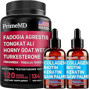 Sıvı Collagen Biotin (2pk) ve Fadogia Tongkat Ali (1pk) Tamam Sche - Saç için Potent Vitaminleri, Skin, Nails, Heart, Energy, & testosteron Support - Non-GMO, Vegan