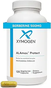 XYMOGEN ALAmax Koruma - Berberine ve ALA Supplement Kompleksi - Algorine HCI + Biotin ile Alfa-Lipoic Asit Cardiometabolik Sağlık Yardım (120 Capsules)