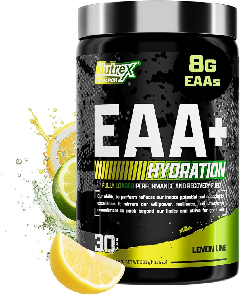 Nutrex Research EAA Hydration | EAAs + BCAA Toz | Muscle Recovery, Strength, Muscle Building, Endurance | 8G Essential Acids + Electrolytes | (Pazar My Vary) 30 Hizmet (Lemon Lime)