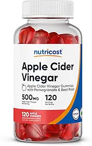Nutricost Apple Cider Ξίδι 500mg, 120 Gummies, Μήλο Γεύση - Χωρίς γλουτένη, Μη ΓΤΟ, Χωρίς Σιρόπι καλαμποκιού