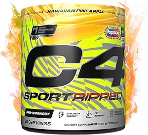 Cellucor C4 Ripped Sport Pre Workout Toz - NSF Spor için Onaylandı - 200 mg Caffeine + Cayenne Ekstraksiyon + Carnitine Tartrate + Beta-Alanine - Hawaii Pineapple, 20 Hizmet