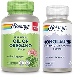 Oregano Softgels 150 mg ve Monolaurin 500 mg - Wellness Sche - Oregano Oil and Monolaurin Immune Support Supplement from Natural Coconut - 60-Day Garanti, 120 Softgel /60 VegCaps