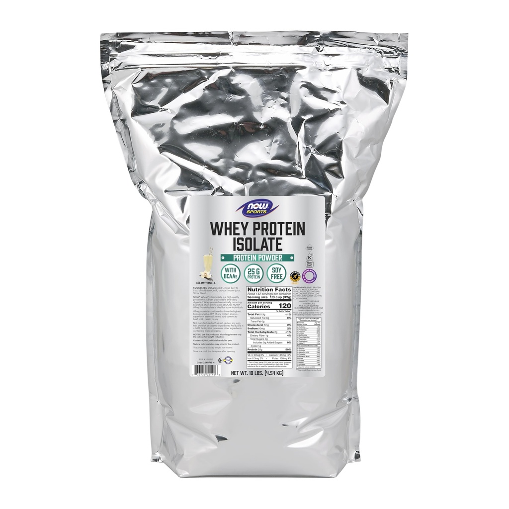 Şimdi Gıdalar Spor Beslenme, Whey Protein Isolate, 25 g BCAAs, Creamy Vanilla Toz, 10Pound