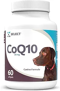 K9 Επιλέξτε CoQ10 συμπλήρωμα για σκύλους, 30mg - 60 μαλακά γέλη ανά φιάλη - συμπλήρωμα κατοικίδιων ζώων, Διατροφικά Softgels για την υγεία της καρδιάς των κυνικών, καρδιοαγγειακή & τσίχλες υγεία, ενέργεια