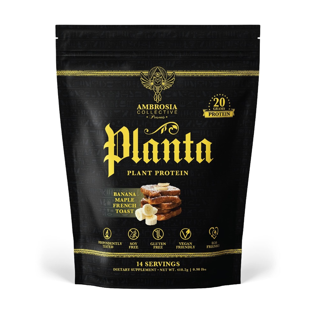Ambrosia Planta - Premium Plant-Based Protein | Vegan & Keto Friendly | Gurating or Stomach Upset | NoEDIT Sugar | 14 Services | (Banana Maple)