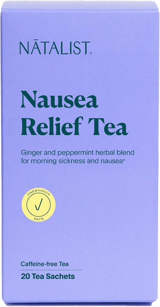 NATALIST Nausea Relief Tea Ease Living Morning Hastaness Calming Plant-Based Comfort Assembly for Women - Digestive Soothing Organic Ginger & Peppermint - Vegan, Gluten-Free, Caffeine-Free - 20 Çanta