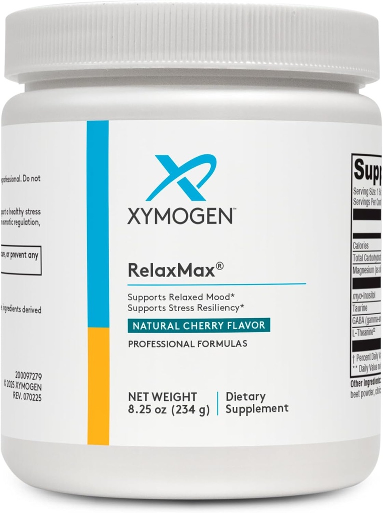 XYMOGEN RelaxMax İçilir - Rahatlama, Stres Dayanıklılık + Hormon Desteği - Myo-Inositol ile Magnezyum Toz, GABA, L-Theanine - Cherry Flavor Mood Support Supplement (8.25 oz)