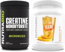 NutraBio Kretine Monohidrat, Unflavored, (500 g) ve Clear Whey Protein Isolate, (Mango Mist) Tamam Sche – Kas Enerji, maksimum Büyüme, Kurtarma ve Güçlü Güç