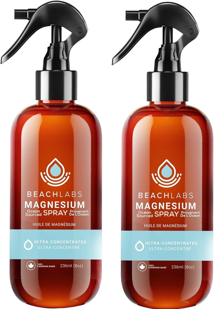 Magnezyum yapıştırıcısı (2-Pack) - Ocean Sourced & 100% Kanadalı Made | Foot and Body | Pure Tempd Seawater with Synergistic Trace Minerals for Wellness | (8 oz)