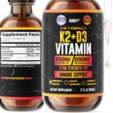 Vitamin D3 K2 Drops – Liquid Vitamins for Women, Men & Teen - Bone Strength Supplements - D3 K2 Mt Vitamins for Immune Support & Heart Health - Vitamin D3 10000 Iu Liquid K2 Drops – 2 oz