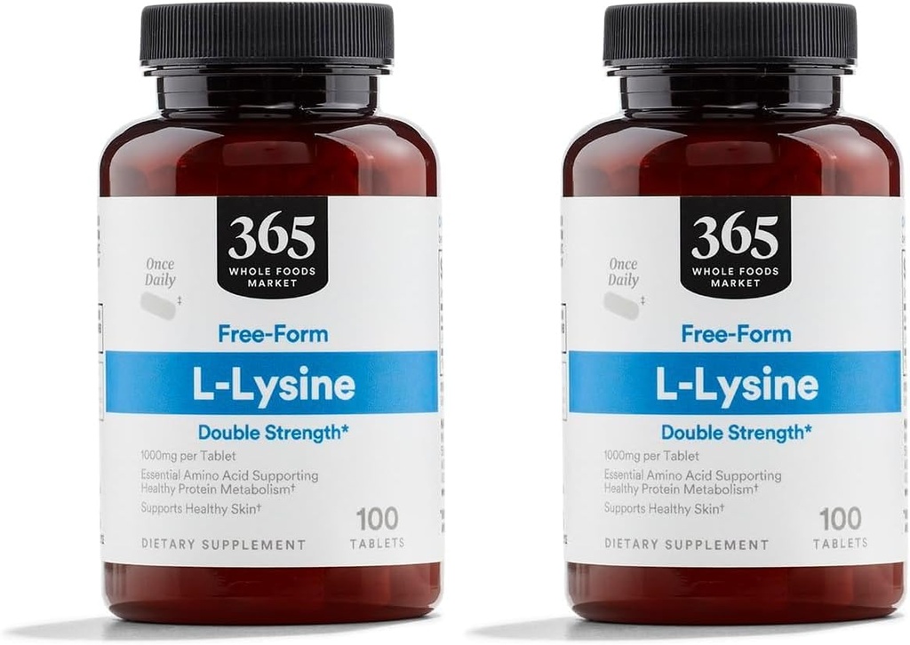 Tüm Gıdalar Pazarı, L-Lysine Double Strength, 100 ct (Pack of 2)