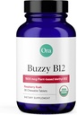 Ora Organic Vitamin B12 1500mcg - Φυτική μεθυλοκοβαλαμίνη για ενήλικες - Φυσική διεγερτική-ελεύθερη ενέργεια, μασώμενα δισκία βατόμουρου, χωρίς προστιθέμενη ζάχαρη - 30 δισκία