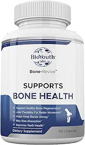 Yetişkinler için Doğal Bone Strength Supplements, 60 Capsules - Coleus Forskohlii, Kretine, Magnezyum, Vitamin K2 & C Daha İyi Bone Health & Growth için.
