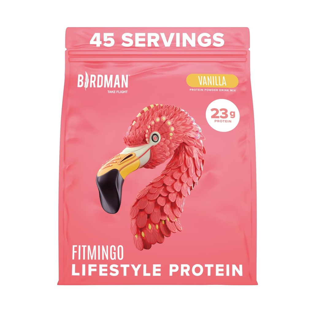 BIRDMAN Fitmingo Vegan Protein Toz Inositol, Collagen ATMs, Hyaluronik asit ve Vitaminler | Low Carb, Dairy Free, Low Calorie | 23g Plant Based Blueberry Protein Toz with Myo-Inositol