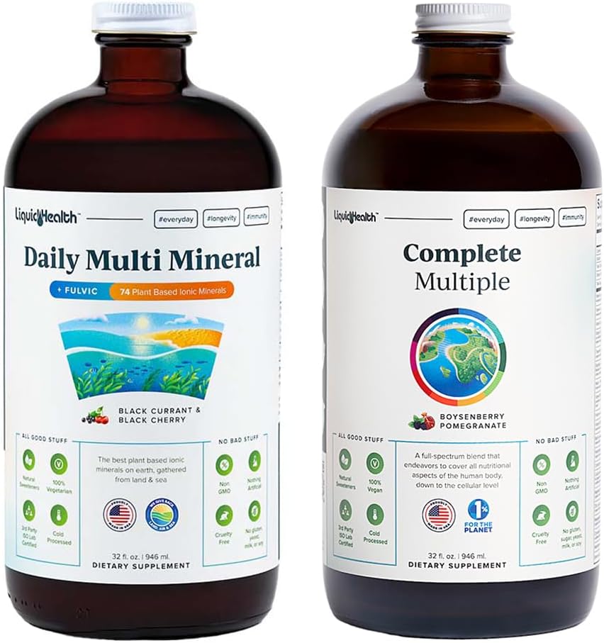 LIQUIDHEALTH Daily Multi Mineral Supplement & Complete multiple Adult Multivitamin Health Sche - Sea Trace Minerals, Essential Vitamins, Whole Foods, Immune Support - Made in USA, Vegan, Non-GMOMOMO
