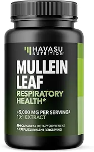 Respiratory Health için Mullein Leaf Capsules - Lung Support ve Immune Function - 180 Kont - Vegan, Non-GMO Capsules - Herbal Supplement for Daily Wellness - 6 Ay Supply