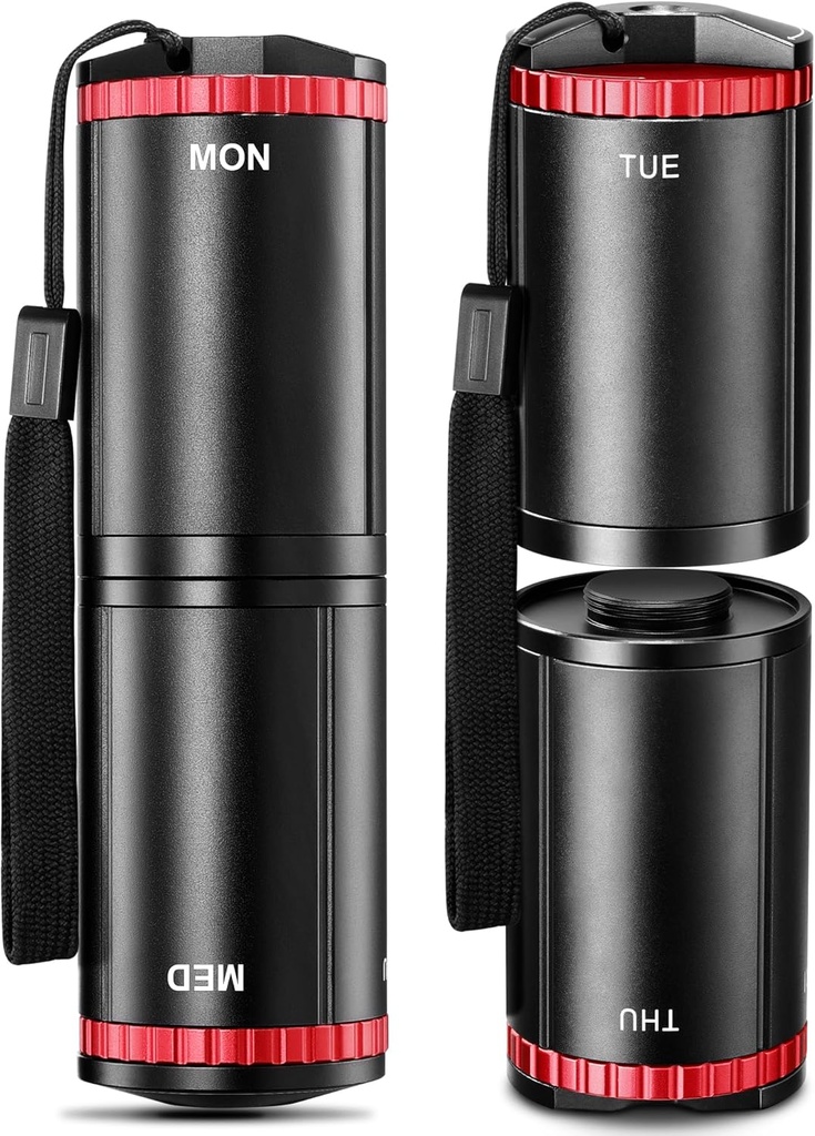 Zannaki Metal Travel Pill Organizer, Φορητό EDC Arthritis Φιλικό Εβδομαδιαίο κουτί χάπι, Μεγάλη θήκη χαπιών, BPA Δωρεάν 7 ημέρες Καθημερινής Ιατρικής Κάτοχος για βιταμίνη, ιχθυέλαιο, συμπλήρωμα