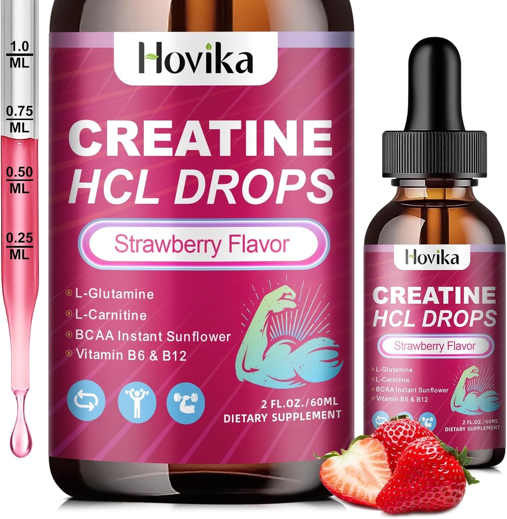 Erkekler ve Kadınlar için C-Carnitine, L-Glutamine, BCAA, B12 & B6, Kas Büyümesi, Enerji & Kurtarma-Vegan, Strawberry Flavor, 2 Fl Oz