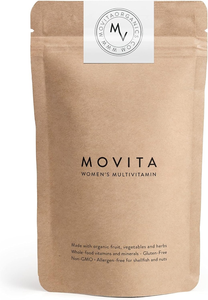 Movita Women's Daily Multivitamin - Organik Fermented Whole Foods for Advancedd Energy, Immunity & Vitality - Vegan, Gluten-Free, Non-GMO - 30 günlük Supply (Eco-Friendly Refill Pouch)