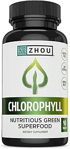 Zhou Chlorophyll Tablets - Chlorophyll Pill Supplement for Women and Men, Health and Wellness Support, Daily Super Greens with Natural Vitamins and Minerals - 90 Tablets