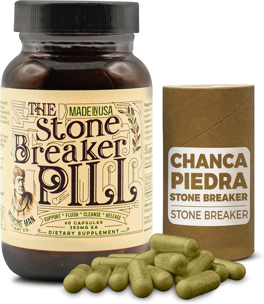 Stone Breaker Pill 60 Capsules - Gallbladder ve Kidney Supplements with Chanca Piedra, Celery Seeds ve Saw Palmetto - Herbal and Organic Gallbladder and Kidney Stone Breaker for Kidney Stones