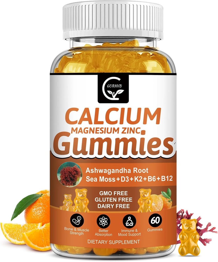 D3,K2,B12 & B6 - Bitki Kompleksi Magnezyum Tamamı Glycinate,Pyum,Sea Moss, Ashwagandha Root for Bone & Teeth Strength, Muscle & Immune
