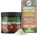 EarthNutri Energy + Focus Toz Supplement - Enerji Boost & Helps Concentration with PeakO2, AlphaSize, Cog SYN PurCaf, Theacrine, Acetyl L-Carnitine L-Tyrosine - Lychee Flavor - 20 Hizmet (171g)
