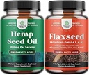 Doğal Hemp Tohum Yağ Kapsülleri ve Omega Flaxseed Oil 1000 mg Softgels - Ortak Destek için Temel Fatty Asitleri ile - Doğal Omega 3 6 9 Saç Cilt ve Çiçekler için Tamam