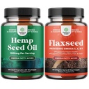 Doğal Hemp Tohum Yağ Kapsülleri ve Omega Flaxseed Oil 1000 mg Softgels - Ortak Destek için Temel Fatty Asitleri ile - Doğal Omega 3 6 9 Saç Cilt ve Çiçekler için Tamam
