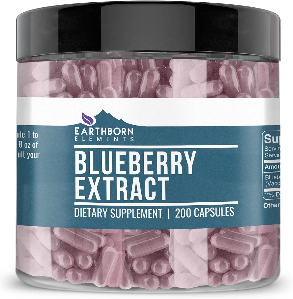 Earthborn Elements Blueberry 10:1 Extract Capsules, Pure & Undiled, No Wordss