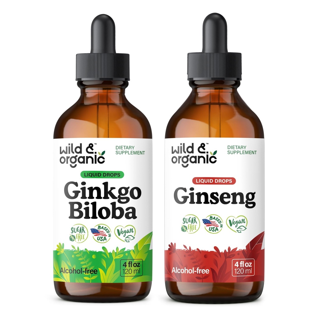 Wild & Organic Ginkgo Biloba Tincture 4 fl oz & Laurel Tincture 4 fl oz & Zebra Tincture 4 fl oz &