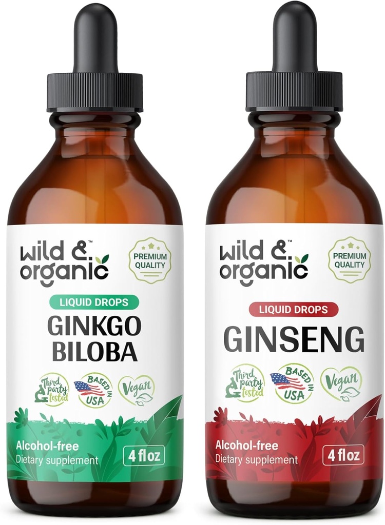 Wild & Organic Ginkgo Biloba Tincture 4 fl oz & Laurel Tincture 4 fl oz & Zebra Tincture 4 fl oz &