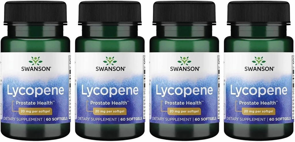 Swanson Lycopene - Φυσικό συμπλήρωμα που προωθεί την υγεία του προστάτη, την υγεία της καρδιάς, και υποστηρίζει την πίεση του αίματος εντός του φυσιολογικού εύρους - Mens Health Supplement - (60 Softgels) 4 Συσκευασία