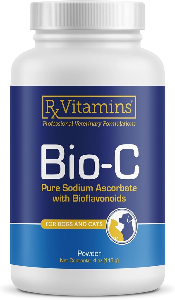 Rx Βιταμίνες Bio-C - Βιταμίνη C για σκύλους και γάτες - με Λεμόνι Bioflavonoids για Αλλεργική Ανακούφιση - Συμπλήρωμα Ανοσολογικής Υποστήριξης - Προάγει Υγιεινό Κρέας και Δέρμα - Συμπλήρωμα Κοινής Χρήσης - 4 oz