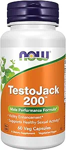 Τώρα συμπληρώματα τροφίμων, TestoJackTM 200 με Tongkat Ali, Tribulus, Maca και Horny κατσικίσιο ζιζάνιο, 60 κάψουλες Veg
