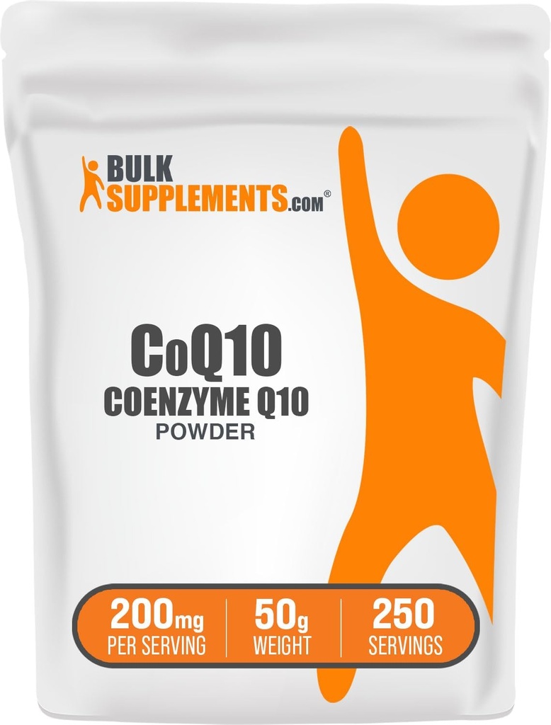 BulkSupplements.com Coenzyme Q10 Toz - Coenzyme Q10 200 mg Supplement, Beslenme Supplement - Gluten Free, 200 mg per Service, 50g (1.8 oz) (Pack of 1)
