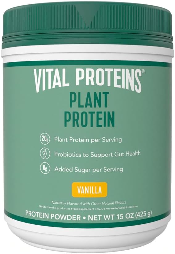 Vital Proteinler Protein Tozu – 20g Plant Based Protein with Chickpea – 1B CFU Probiyotik for Gut Health, Nodrew Sugar – Vanilla, 15 ozz
