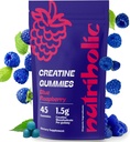 Erkekler ve Kadınlar için Kreval, Vegan, Gluten-Free, Non-GMO, Gluten-Free, Non-GMO, 1.5g of Kretine per Gummy - 45ct (45 Count, Blue Raspberry)