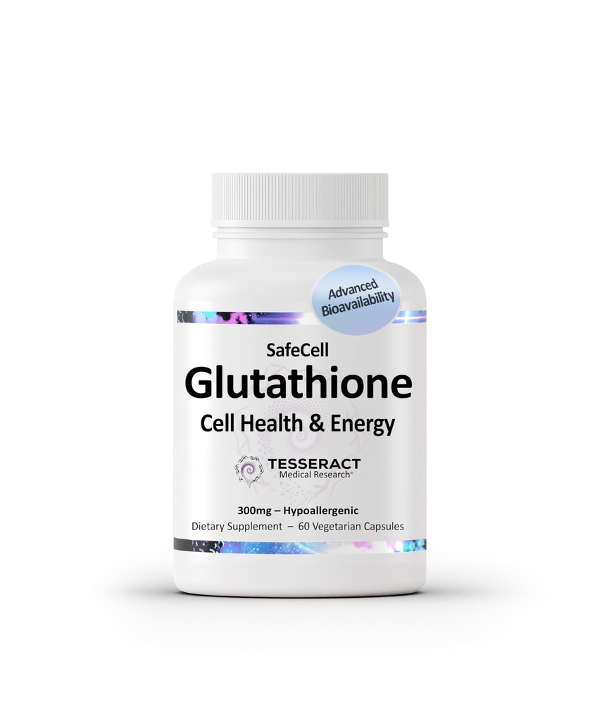 Tesseract Medical Research SafeCell S-Acetyl Glutathione Supplement for Cellular Health Support, Güçlü Antioksidan Neutralize Free Radikals, hipoallergenic, 300 mg, 60 Vegetarian Capsules