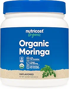 Nutricost Organic Moringa Powder 1LB (16oz) - Gluten Free, Non-GMO, Vegetarian Friendly