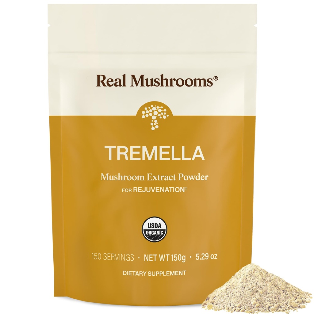 Real Mushrooms Tremella Mushroom Toz - Organik Tremella Meyve Vücuttan Çeviri - Daily Wellness Routine - Vegan, Non-GMO, No Fillers – 150 Hizmetler Mushroom Mix Supplements