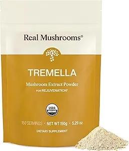 Real Mushrooms Tremella Mushroom Toz - Organik Tremella Meyve Vücuttan Çeviri - Daily Wellness Routine - Vegan, Non-GMO, No Fillers – 150 Hizmetler Mushroom Mix Supplements