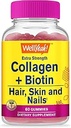 WellYes Collagen with Biotin Gummies - Supports Skin, Hair, Nail Health, Joint Function, Bone Mechanic, Muscle growth, Cognitive Performance - Gluten Free, GMO Free - 60 Count