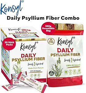 Konsyl Daily Psyllium Fiber Combo -100% Όλα τα φυσικά Psyllium Fiber Stick συσκευασίες και 540g τσάντα- όλα-φυσικά διαλυτές ίνες, υποστηρίζει Digestive υγεία, βοηθά στην παροχή ανακούφισης από περιστασιακά μειονεκτήματα