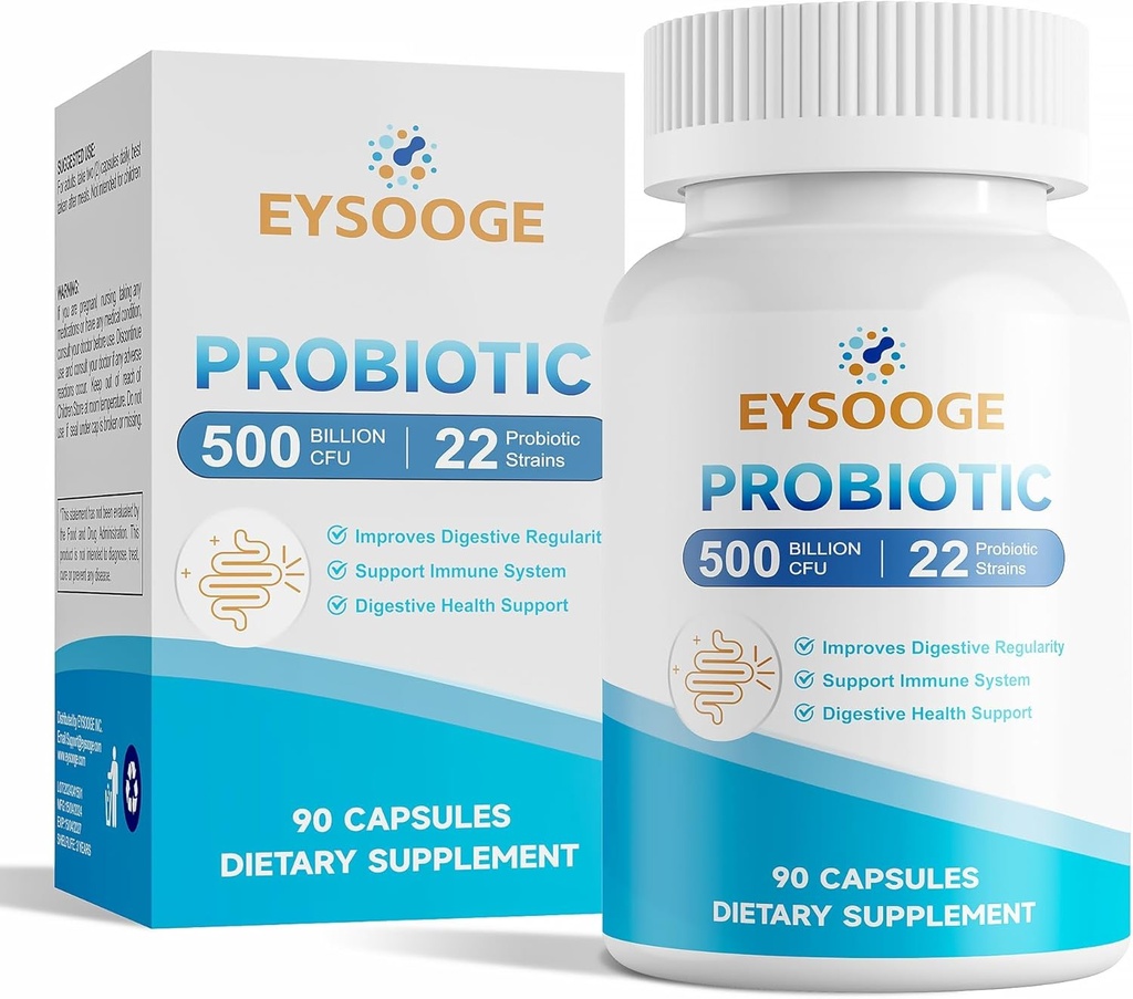 Kadınlar ve Erkekler için probiyotikler, 500 Milyar CFU, 22 Strains + Organik Prebiyotikler, Digestive için Günlük Probiyotikler, Immune, & Gut Health - 90 Capsules