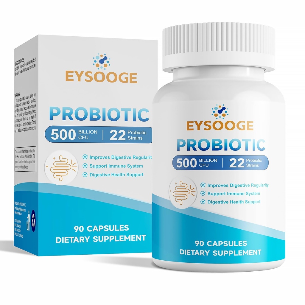 Probiotics για γυναίκες και άνδρες, 500 δις CFU, 22 Strains + Βιολογικά Πρεβιοτικά, Καθημερινή Προβιοτικά για Πειθαρχία, Ανοσοποιητικό, & Υγεία των Ούρων - 90 Κάψουλες