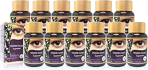 Vizyon Smart Supreme - Superior Eye Supplement, Premium Nutraceutical Materialss with 210 mg of Pure Anthocyanins of D3R and C3R, Veggie Capsules. ABD'nin ürünü (12 Şişe)