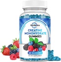 Erkekler ve Kadınlar için Kremik Monohidrat Gummies, Kas Büyüme ve Kurtarma Vegan Için B12 Vitamini Olan Kreatif Kreatin Monohidratlar, Karma Berry Flavor, 60 Gummies